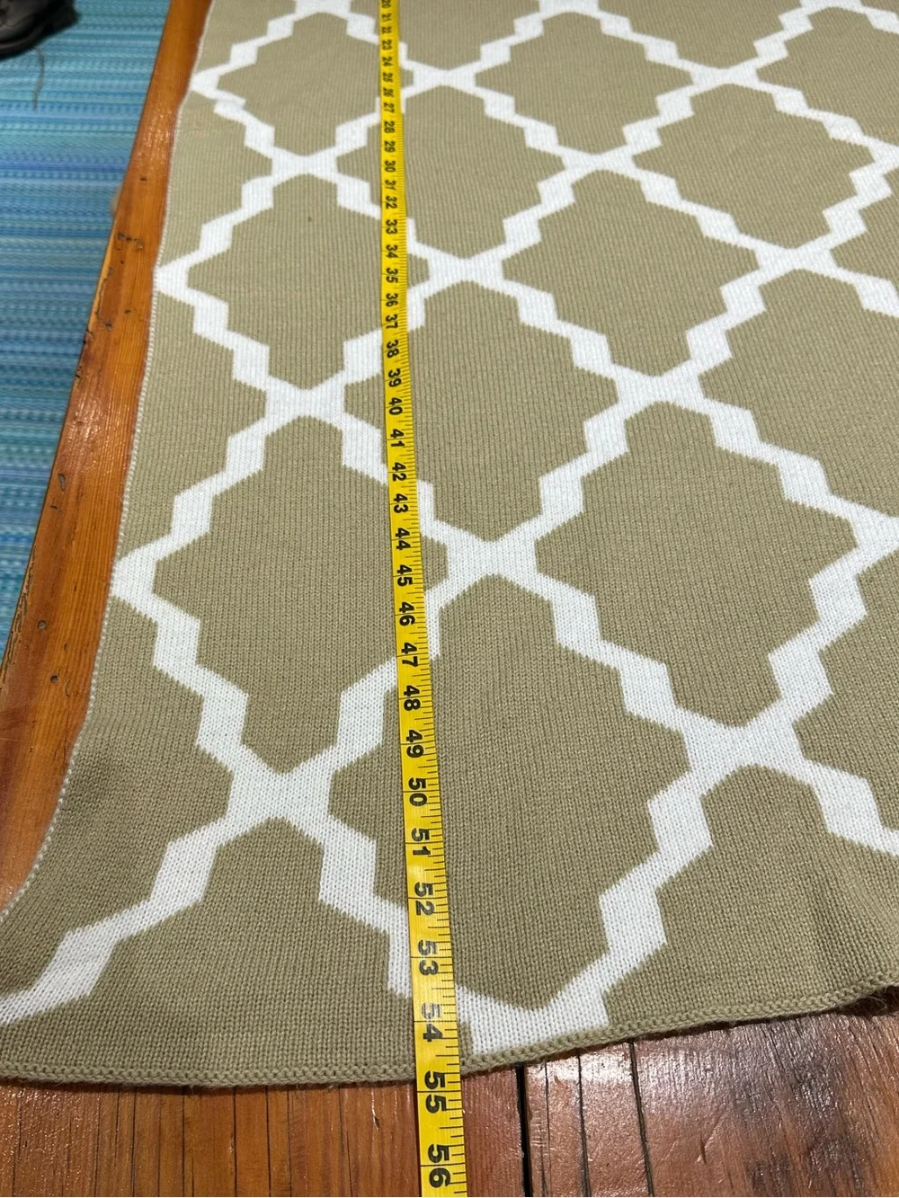 Pottery Barn Geometric Throw Blanket, Tan & White
